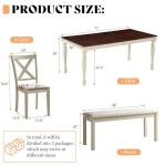 Farmhouse 6-Piece Dining Table Set with Upholstered Chairs