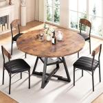Vintage 5-Piece Round Dining Table Set for 4