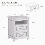 Dystler White Night Stand with Charging Station and LED