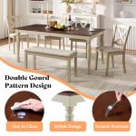 Farmhouse 6-Piece Dining Table Set with Upholstered Chairs