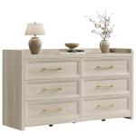 Extra-Wide 6 Drawer Dresser in Grey White Oak