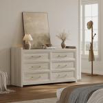 Extra-Wide 6 Drawer Dresser in Grey White Oak