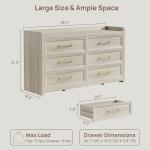 Extra-Wide 6 Drawer Dresser in Grey White Oak