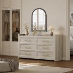 Extra-Wide 6 Drawer Dresser in Grey White Oak