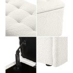 Oikiture Tufted Storage Ottoman Bench for Home