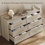 Extra-Wide 6 Drawer Dresser in Grey White Oak
