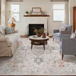Non-Slip Vintage Area Rug 5x7 Light Taupe