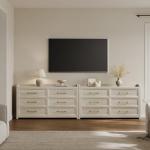 Extra-Wide 6 Drawer Dresser in Grey White Oak