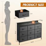 WLIVE Black TV Stand with LED Lights and Drawers