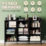 WLIVE Black TV Stand with LED Lights and Drawers