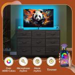 WLIVE Black TV Stand with LED Lights and Drawers