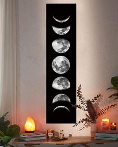 Moon Phase Black and White Canvas Wall Art