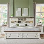 Farmhouse Queen Bed Frame with Storage Headboard