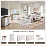 Farmhouse Queen Bed Frame with Storage Headboard