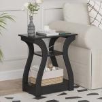 Black End Table Set with Charging Station, 2 Pack