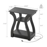 Black End Table Set with Charging Station, 2 Pack