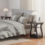 Black End Table Set with Charging Station, 2 Pack