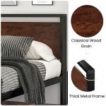 King Size Metal Platform Bed Frame with Wood Headboard