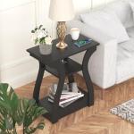Black End Table Set with Charging Station, 2 Pack