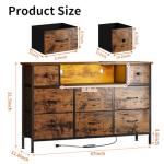 Rustic Brown TV Stand with LED Lights and Storage