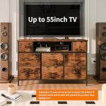 Rustic Brown TV Stand with LED Lights and Storage