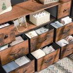 Rustic Brown TV Stand with LED Lights and Storage