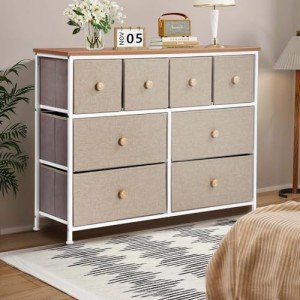 Tall Oak Chest of 8 Drawers Dresser