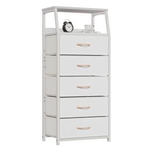 White 5-Drawer Vertical Fabric Dresser