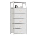 White 5-Drawer Vertical Fabric Dresser
