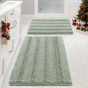 Sage Chenille Bathroom Rugs Set of 2