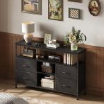 Black TV Stand with LED Lights and Power Outlets