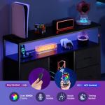 Black TV Stand with LED Lights and Power Outlets