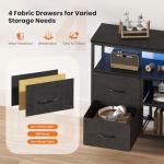 Black TV Stand with LED Lights and Power Outlets