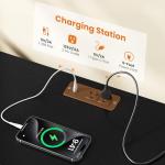 Black TV Stand with LED Lights and Power Outlets