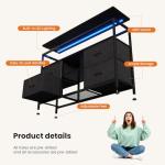 Black TV Stand with LED Lights and Power Outlets