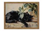 Cute Vintage Black Cat Canvas Wall Art 8x10