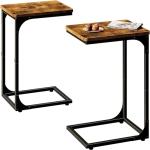 Set of 2 Rustic Brown C-Shaped Side Tables