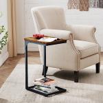 Set of 2 Rustic Brown C-Shaped Side Tables