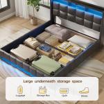 Queen Bed Frame with Storage and LED Lights
