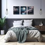 Cherry Blossom Moon Lake Framed Canvas Art Set