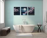 Cherry Blossom Moon Lake Framed Canvas Art Set
