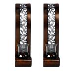 Antique Bronze Wall Sconce with Candle Holder, Set of 2