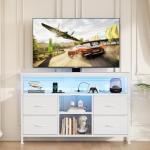LED TV Stand with Drawers and Open Shelf