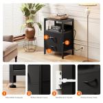 Lazzanto Modern Nightstand with Charging Station, Black