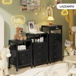 Lazzanto Modern Nightstand with Charging Station, Black