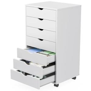 7 Drawer Rolling Storage Cabinet in Pure White