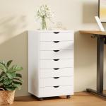 7 Drawer Rolling Storage Cabinet in Pure White