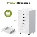 7 Drawer Rolling Storage Cabinet in Pure White