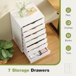 7 Drawer Rolling Storage Cabinet in Pure White