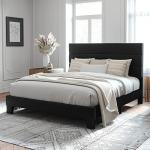 Velvet Upholstered Full Size Bed Frame in Black